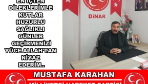 BAŞKAN KARAHAN'DAN BERAT KANDİLİ MESAJI