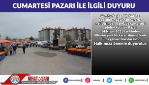 Cumartesi Pazarı ile İlgili Duyuru