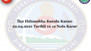 İlçemiz Hıfzıssıhha Kurulu Başkanlığı 23 Nisan Kararı