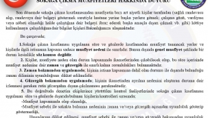 SOKAĞA ÇIKMA MUAFİYETLERİ HAKKINDA DUYURU