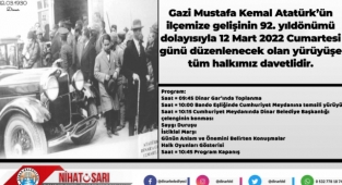 12 Mart Atatürk’ün Dinara gelişinin yıl dönümü programı