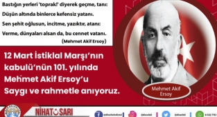 Başkan Sarı’dan 12 Mart İstiklal Marşının Kabulü ve Mehmet Akif Ersoy’u Anma Mesajı