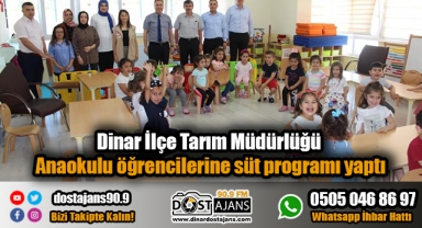 İlçe Tarım Müdürlüğü Anaokulu öğrencilerine süt programı yaptı