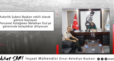 Belediye Başkanımız Nihat Sarı, Askerlik Şube Başkan vekili İlce görevinde başarılar diledi