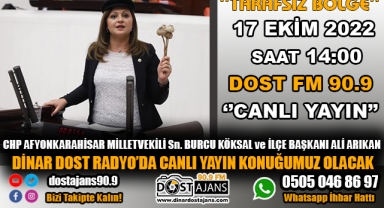 CHP MİLLETVEKİLİ BURCU KÖKSAL ve İLÇE BAŞKANI ALİ ARIKAN CANLI YAYIN KONUĞUMUZ OLACAK
