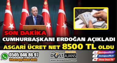 Cumhurbaşkanı Erdoğan Açıkladı Asgari Ücret Net 8500 TL