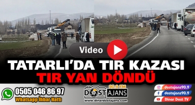 Tatarlı'da Tır Devrildi