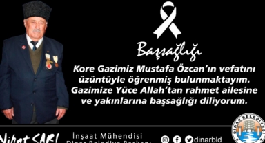 Belediye Başkanımız Nihat Sarı’dan Kore Gazimiz için Başsağlığı Mesajı