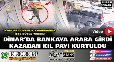 Dinar'da Bir Otomobil Bankaya Daldı Kazadan Saniyelerle Kurtuldu