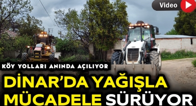 Dinar'da Sel İle Mücadele Sürüyor! Ekipler Çalışıyor!